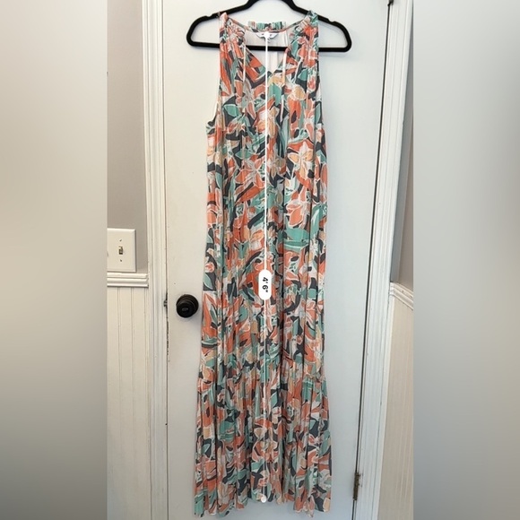 Nine West Tiered Peasant Floral Maxi Dress Size L - Picture 2 of 12